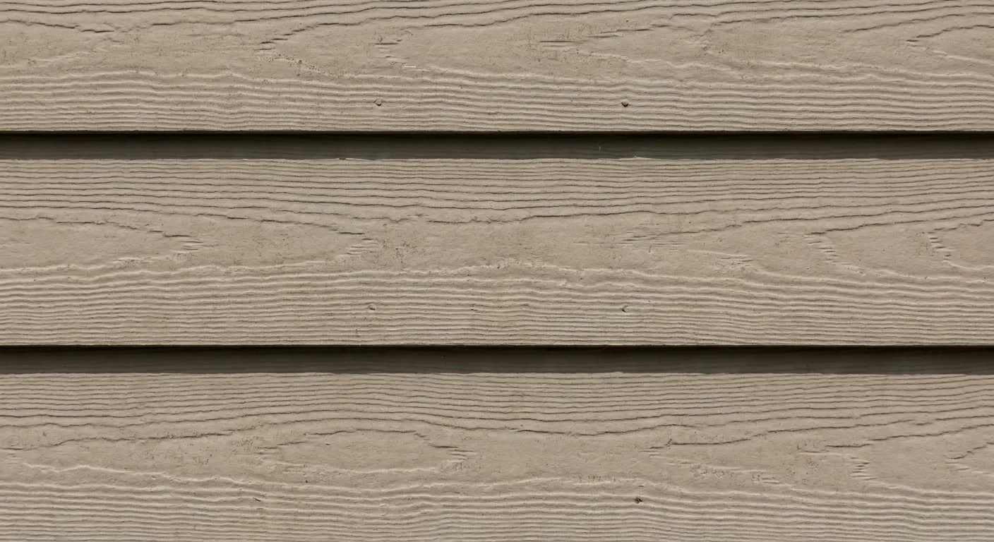A close detail of engineered-wood siding texture and grain.